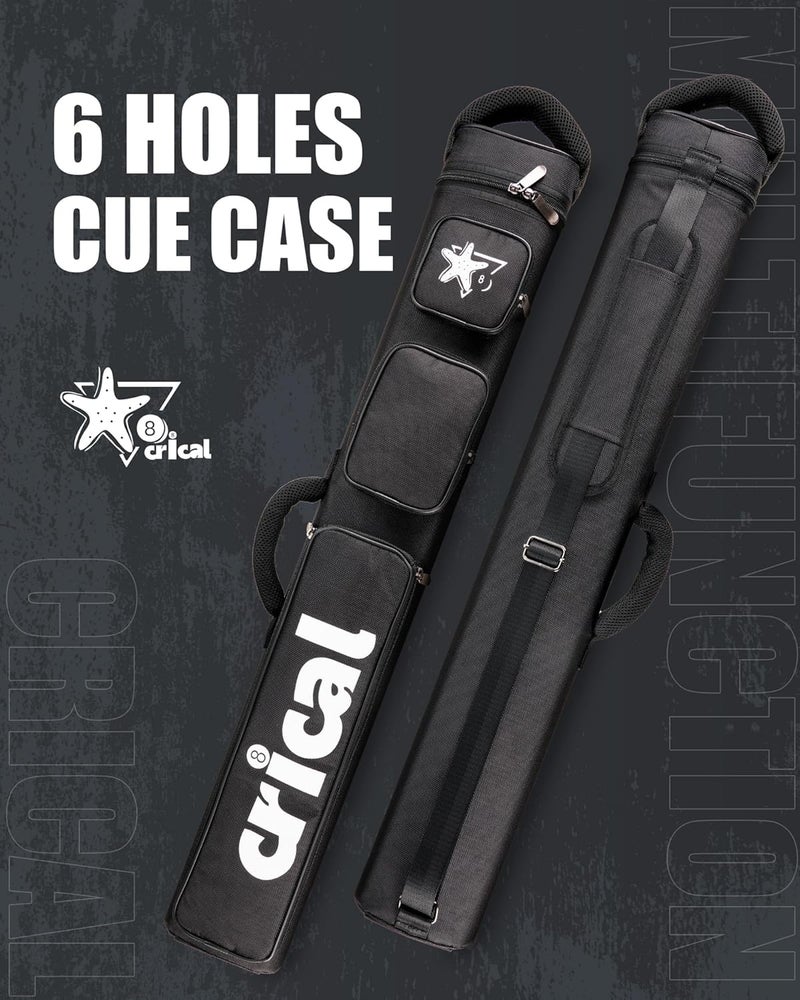 CRICAL Pool Cue Case 2x4 Hard Pool Stick Case Holds 2 Butts and 4 Shafts for Adults Billiard Cue Case with Soft Shoulder Straps - Image 2